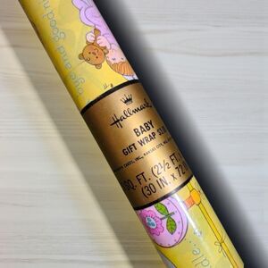 Vintage 1980 Hallmark Baby Wrapping Paper Yellow Nursery Rhymes NOS Gender Free